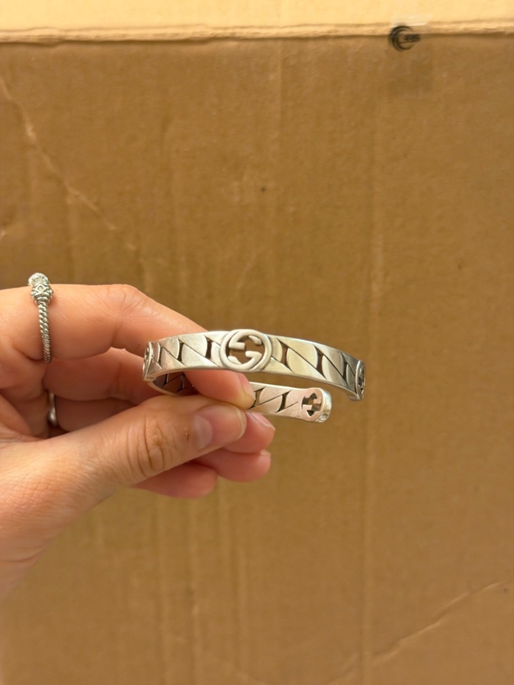 Silver Gucci Cuff Bracelet - Picture 5 of 11